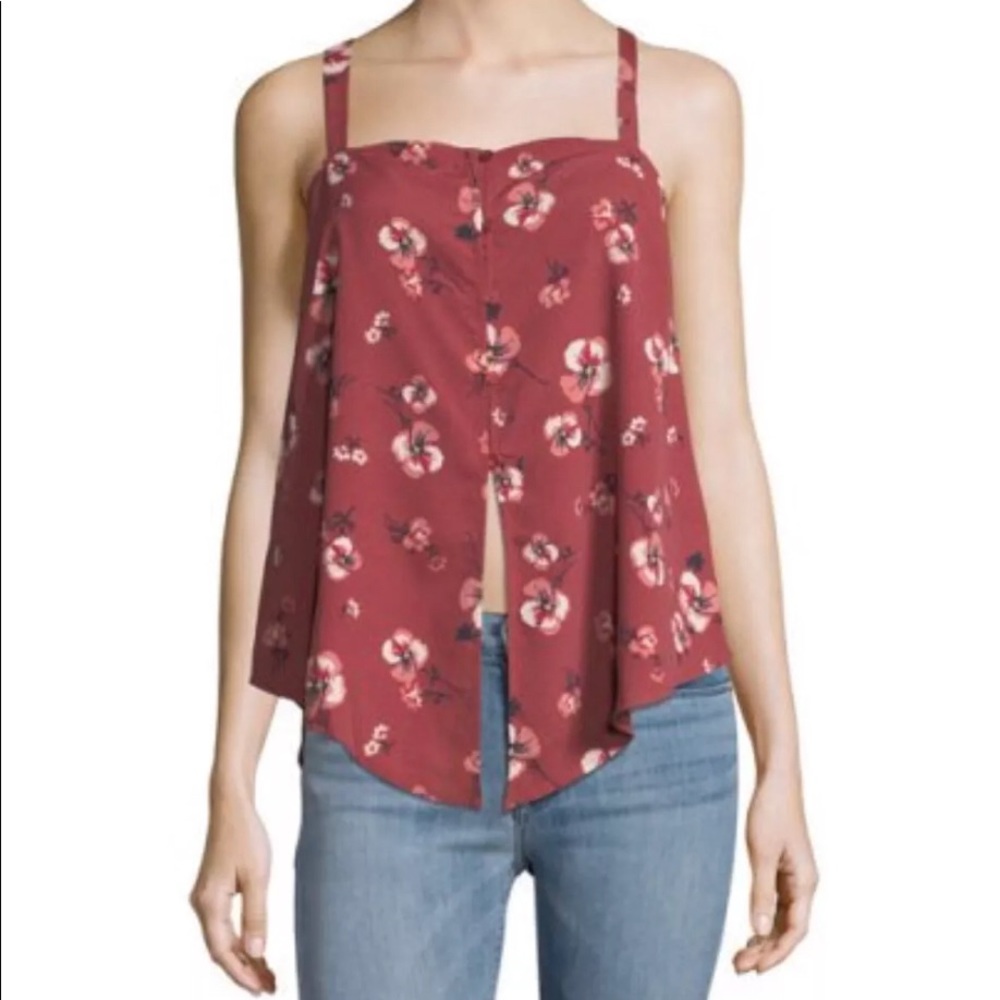 Band of Gypsies Poppy-Print Sleeveless Blouse